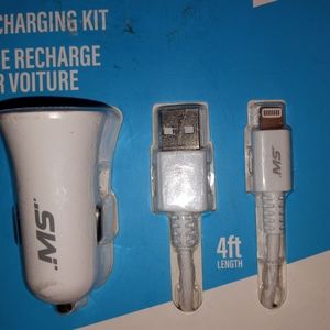 NEW!! iPhone "Mobilespec" White 4 ft lightning to USB cable car charging…